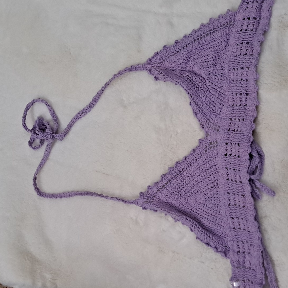 Julia Purple Halter neck Crochet Bralette Top Shirt